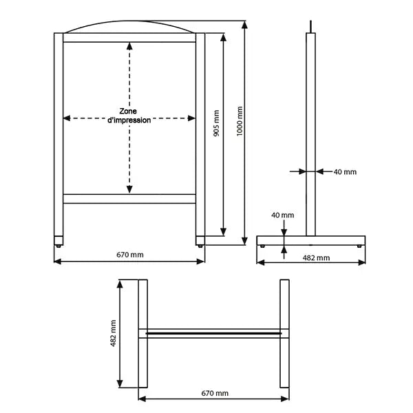 Panneau ardoise vertical magnétique pieds bois france collectivités
