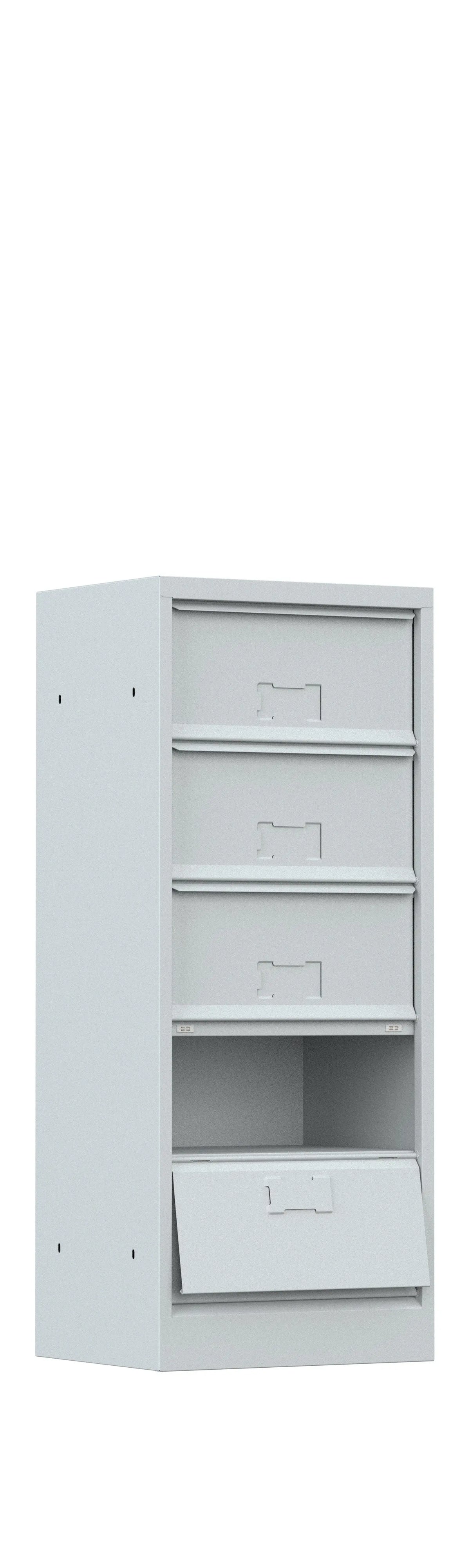 Meuble à clapets gris clair ouvert, version sans serrure