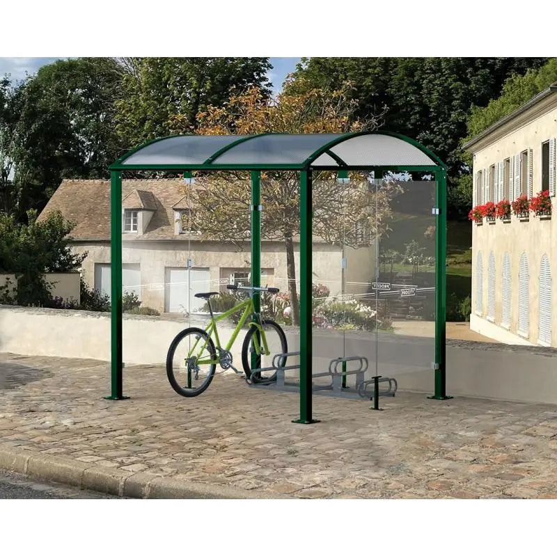 Abri vélos Voûte "M" avec bardages en verre - France Collectivités