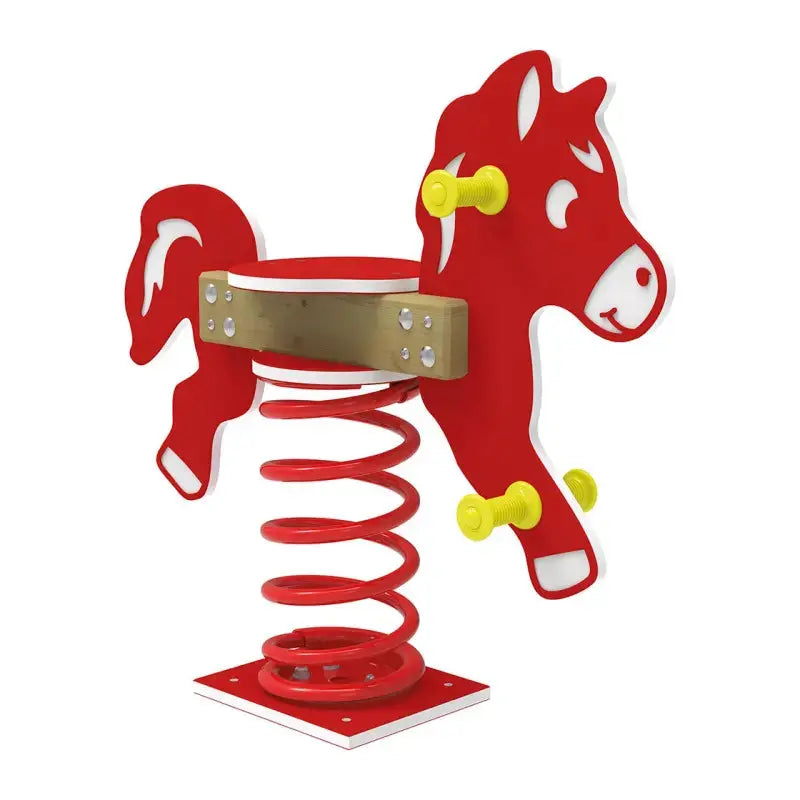 Jeu sur ressort Cheval rouge 1 place pour aire de jeux