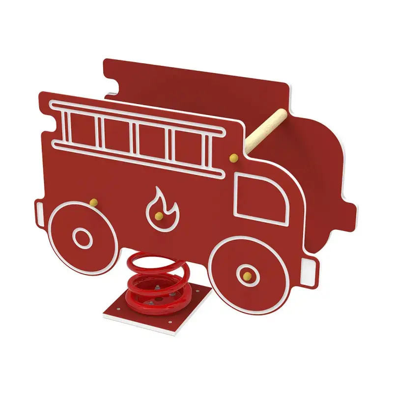 Camion de pompiers sur ressort avec échelle gravée, enfants de 2 à 7 ans
