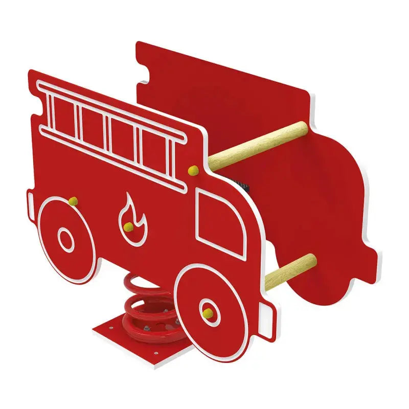 Jeu sur ressort Pompier rouge en forme de camion de pompiers pour aire de jeux