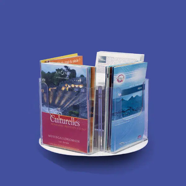 Présentoir tourniquet de comptoir 4 cases france collectivités