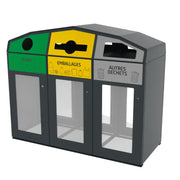 Point de tri sélectif vigipirate avec 3 supports sacs 110L Trirok