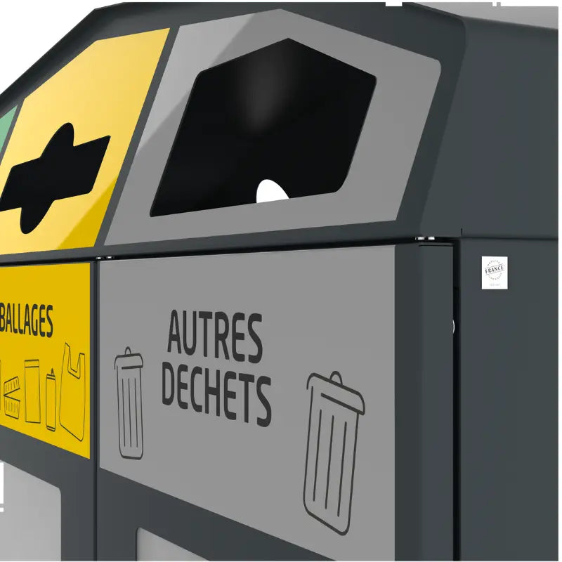 Point de tri sélectif vigipirate avec 3 supports sacs 110L Trirok