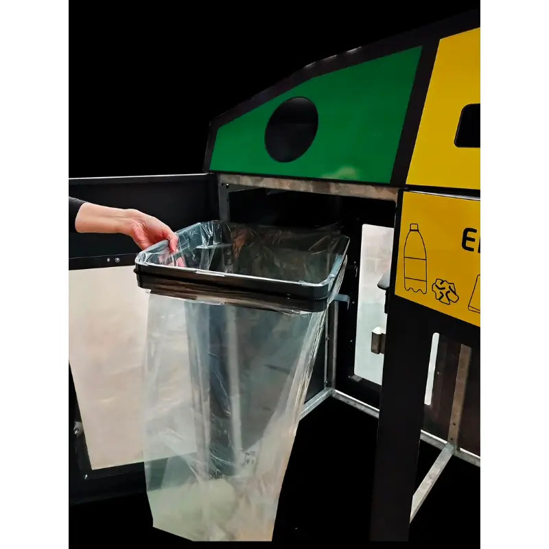 Point de tri sélectif vigipirate avec 3 supports sacs 110L Trirok