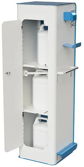Borne de désinfection des mains à pédale / à poignée pour bidon 5L sur pied Cubagel Rossignol