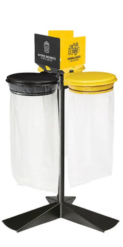 Kit sur socle support sac 3x110L avec couvercle Collecmur avec couvercle Rossignol