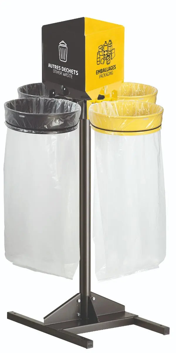 Kit sur socle support sac 4x110L Ecollecto sans couvercle Rossignol