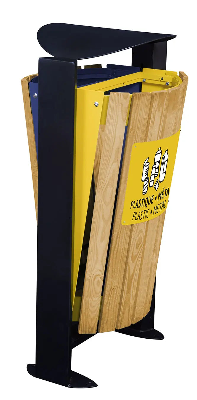 Corbeille façade bois sur pied 2x60L Arkéa
