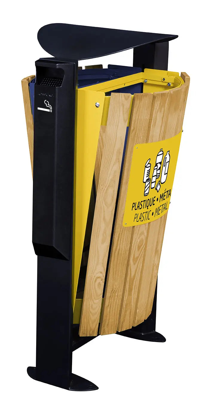 Corbeille façade bois sur pied 2x60L Arkéa