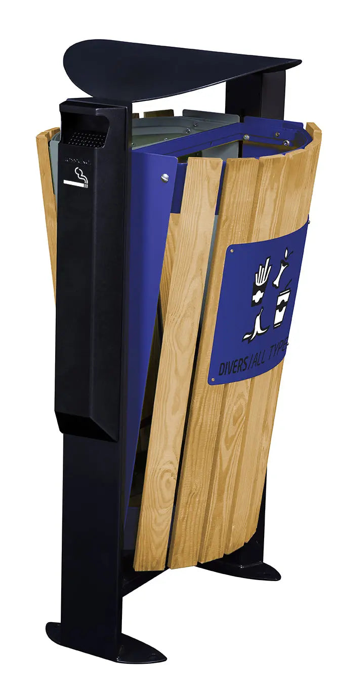 Corbeille façade bois sur pied 2x60L Arkéa