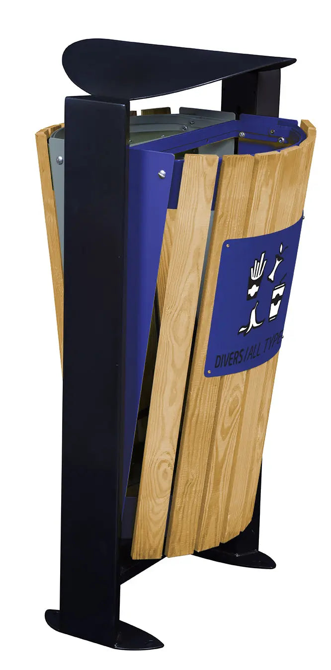 Corbeille façade bois sur pied 2x60L Arkéa