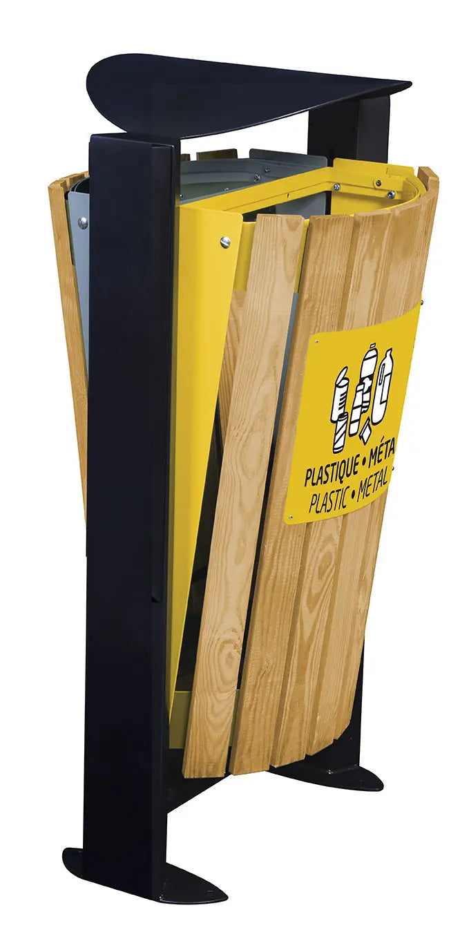 Corbeille façade bois sur pied 2x60L Arkéa