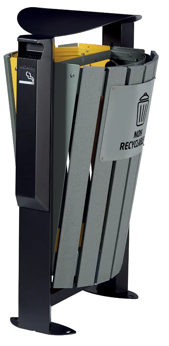 Corbeille Arkéa etik 2 x 60 litres sur pied Rossignol