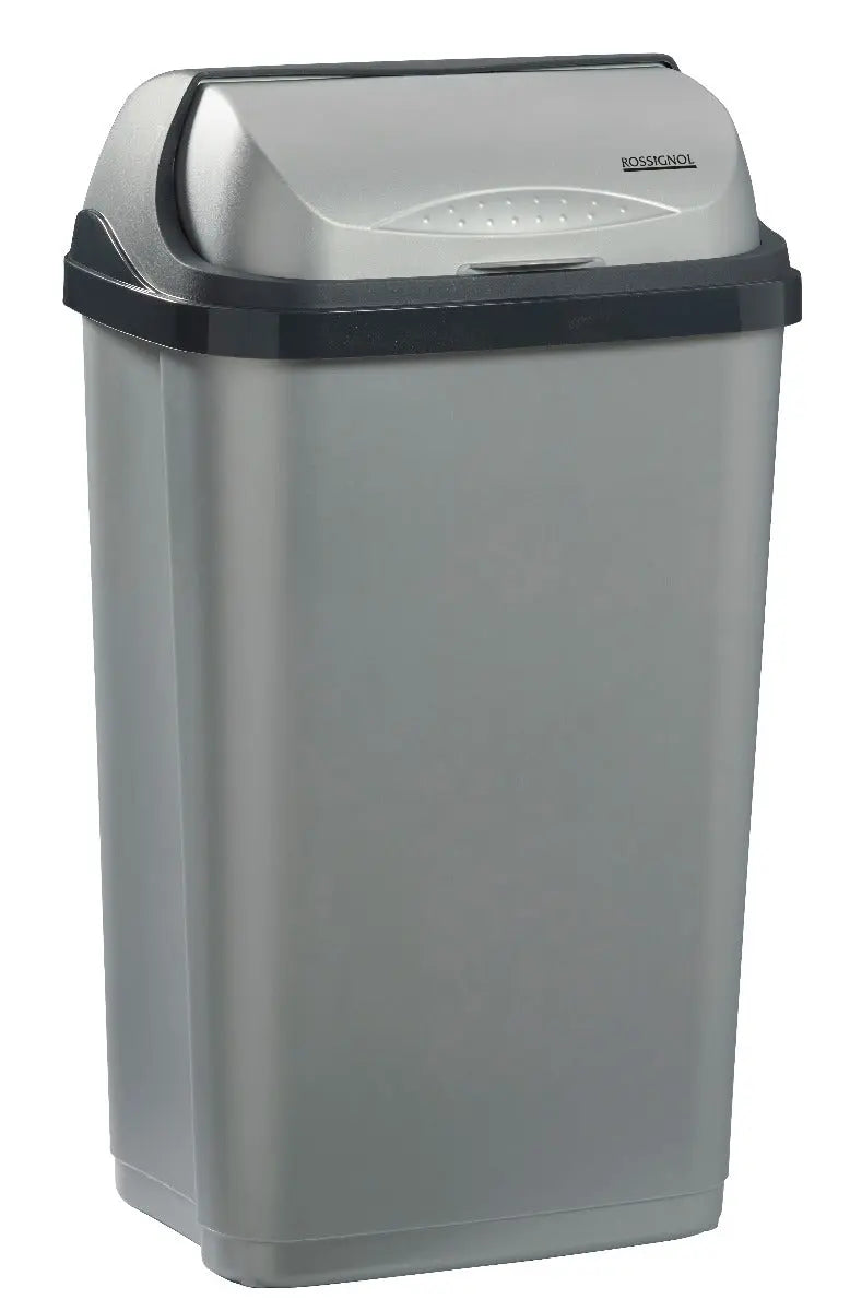 OKTOP Poubelle à couvercle coulissant 50L Gris / Gris Rossignol