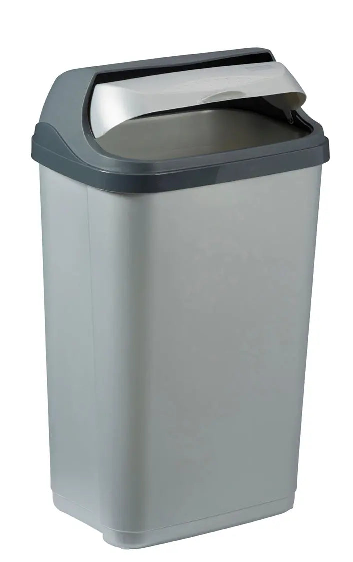 OKTOP Poubelle à couvercle coulissant 50L Gris / Gris Rossignol