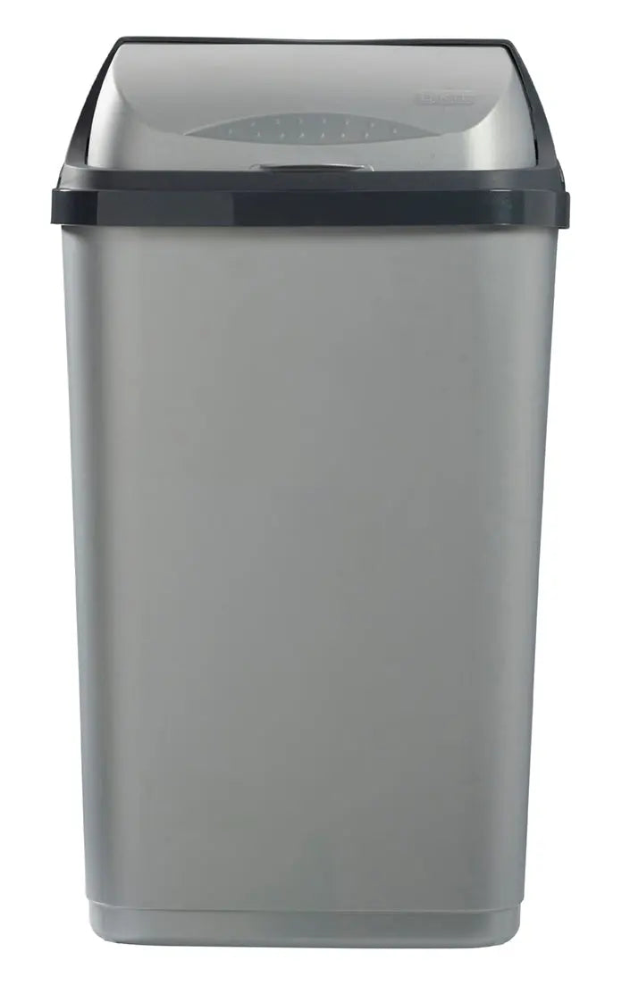 OKTOP Poubelle à couvercle coulissant 50L Gris / Gris Rossignol