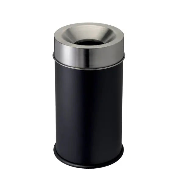 Corbeille anti-feu VIP noire à tête inox brossé, Medial International – France Collectivités