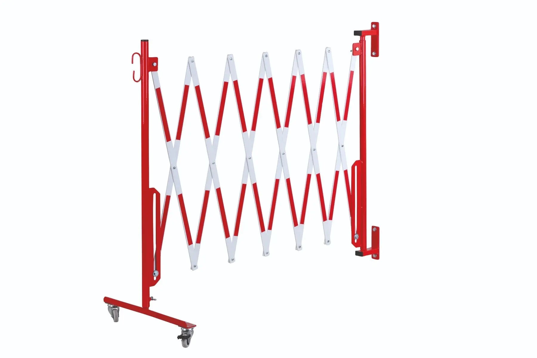 barrière extensible rouge-blanc 3,6m fixation murale et rouleaux - France Collectivités
