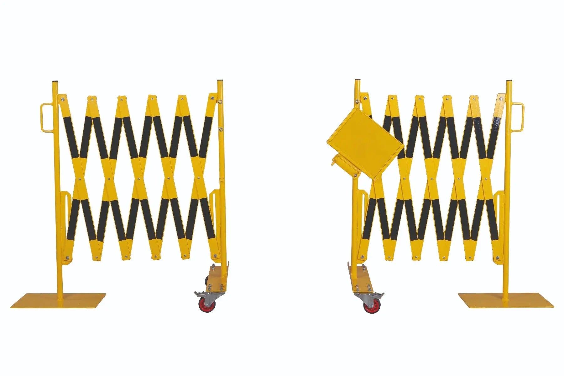 Kit 2 pcs. barrière extensible jaune-noir 2,0m - France Collectivités