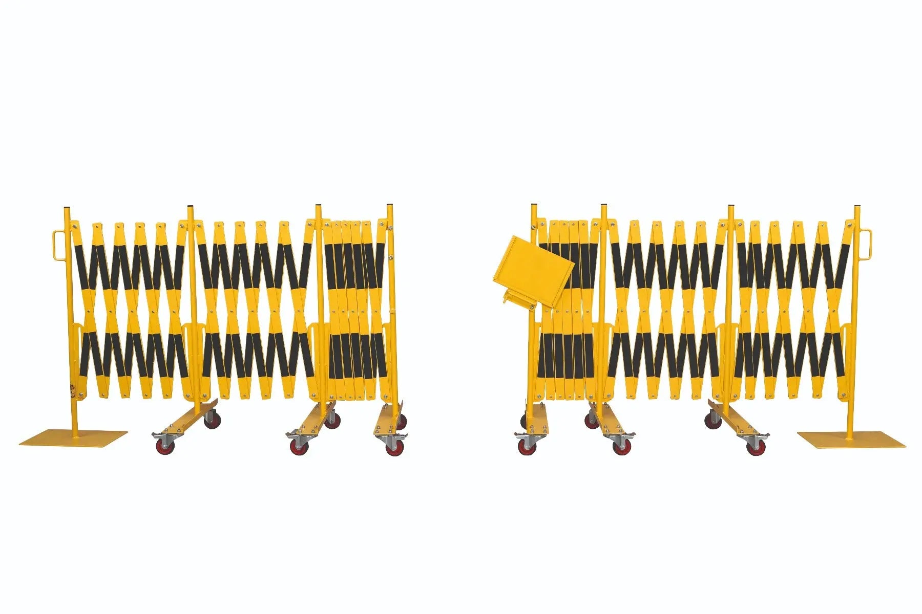 Kit 2 pcs. barrière extensible jaune-noir 8,0m - France Collectivités