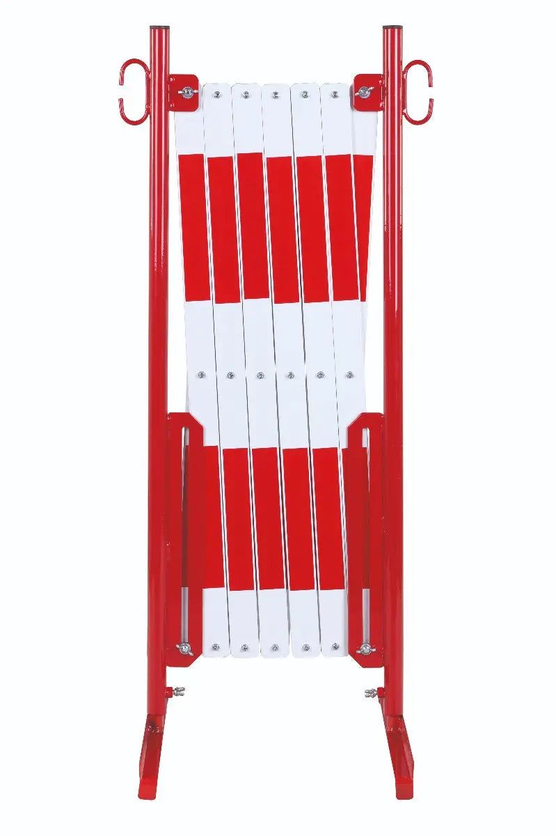 barrière extensible rouge-blanc 4m avec pied - France Collectivités