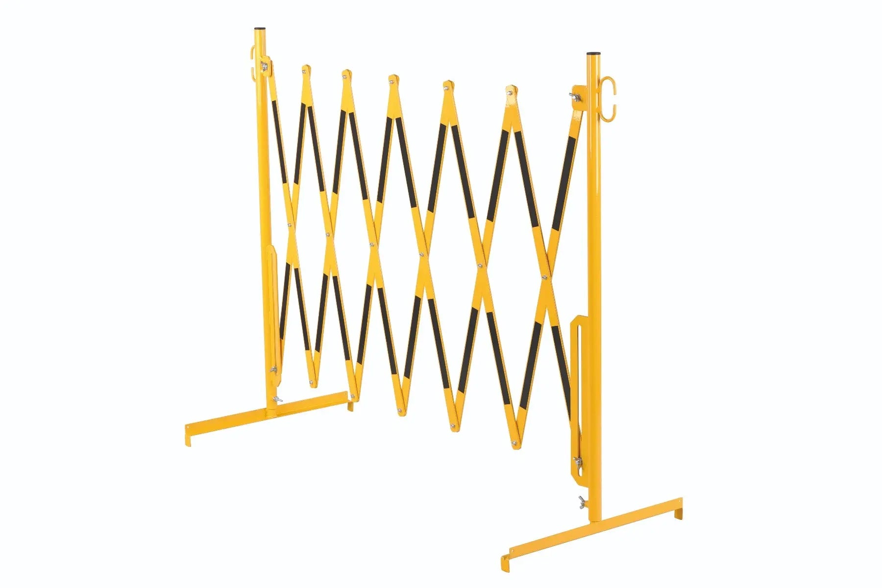 barrière extensible jaune-noir 3,6m avec pied - France Collectivités