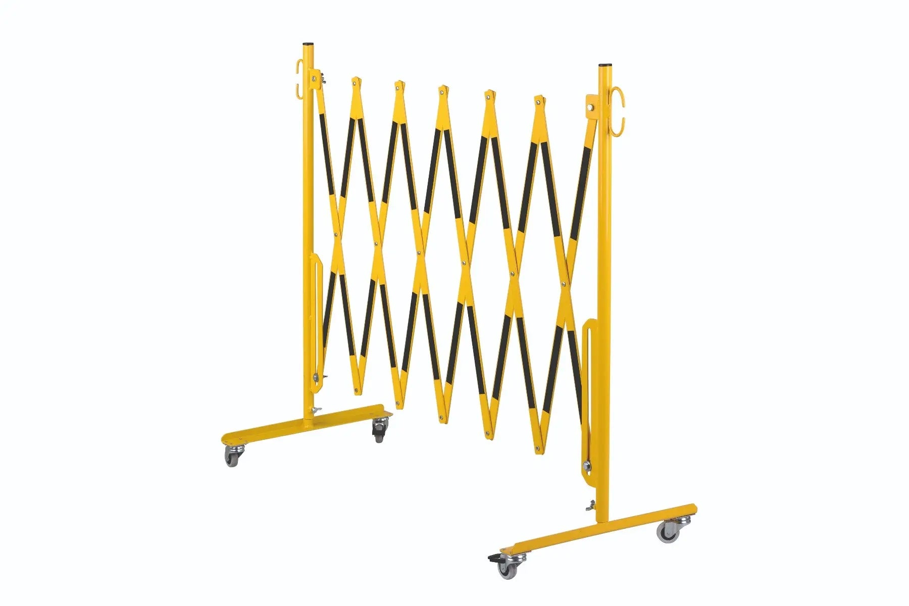 barrière extensible jaune-noir 3,6m avec avec rouleaux de deux côtés - France Collectivités