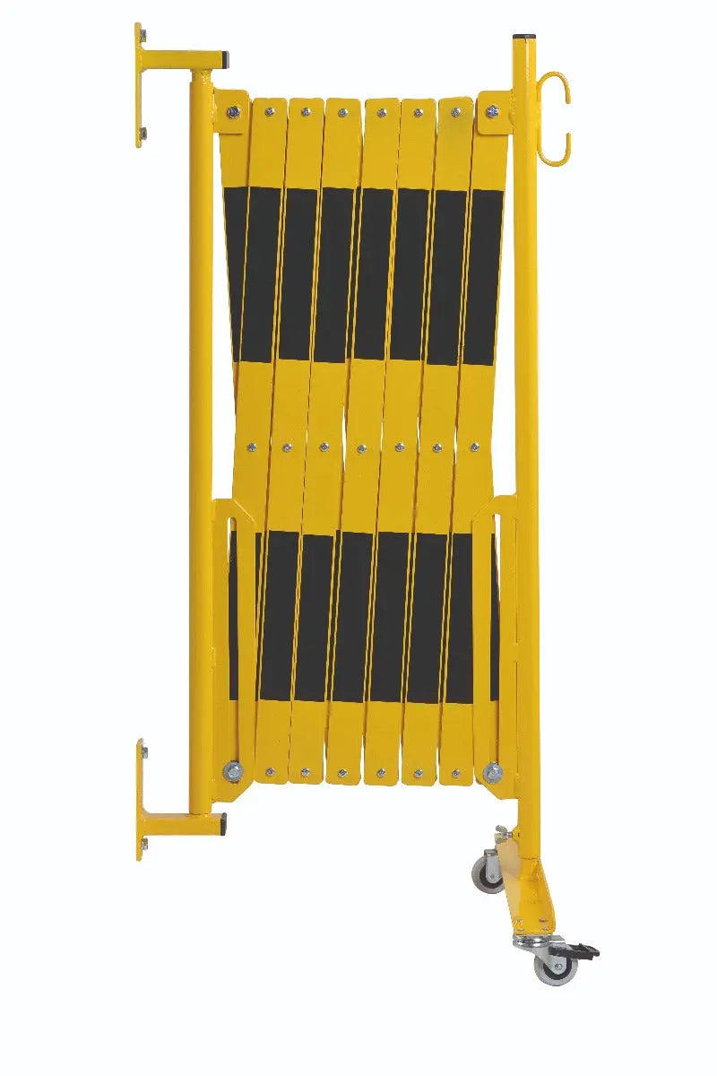 barrière extensible jaune-noir 4m pieds et fixation mural - France Collectivités