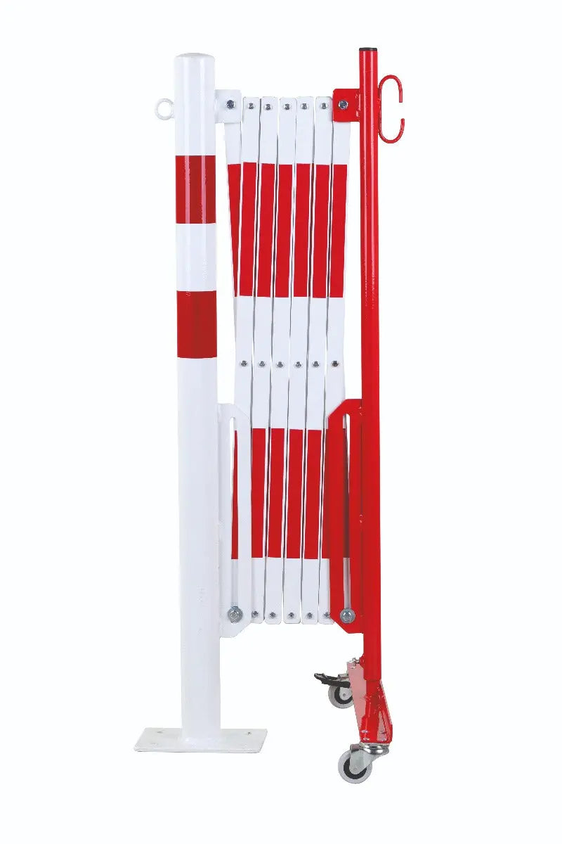 barrière extensible rouge-blanc 3,6m avec poteau Ø60mm - France Collectivités