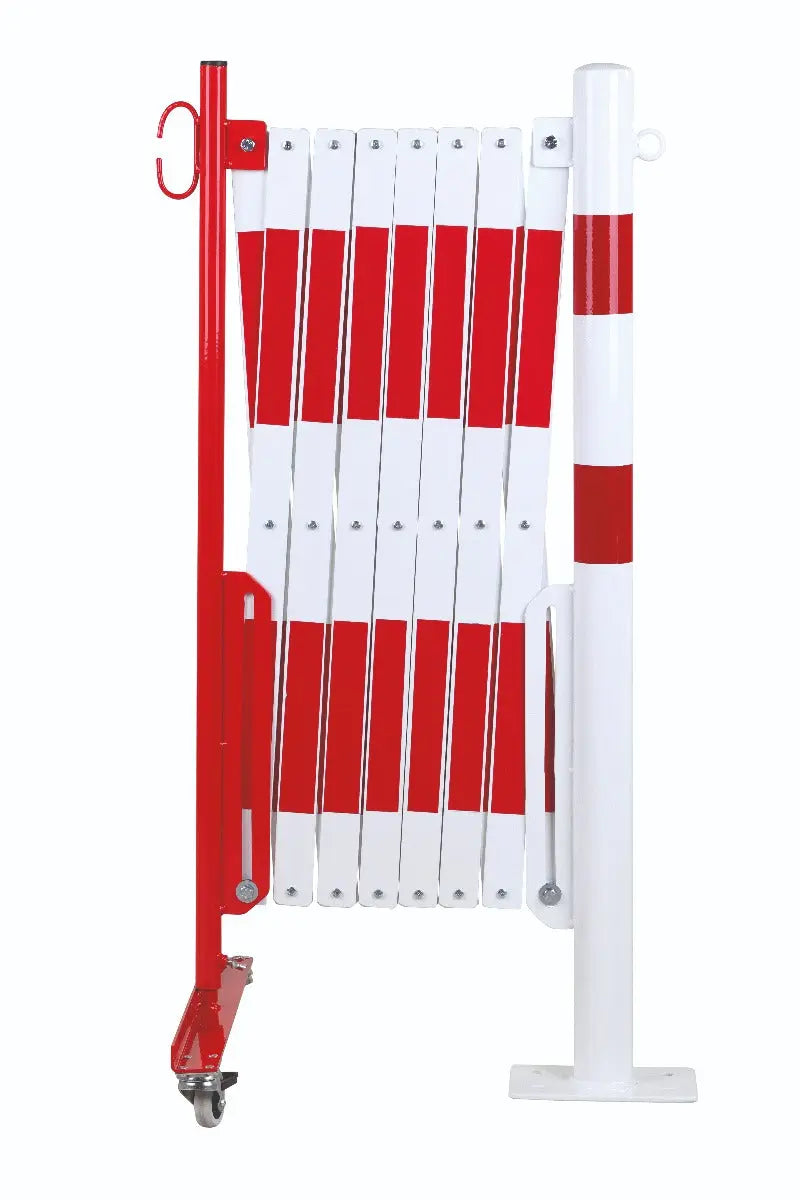 barrière extensible rouge-blanc 4m avec poteau Ø60mm - France Collectivités