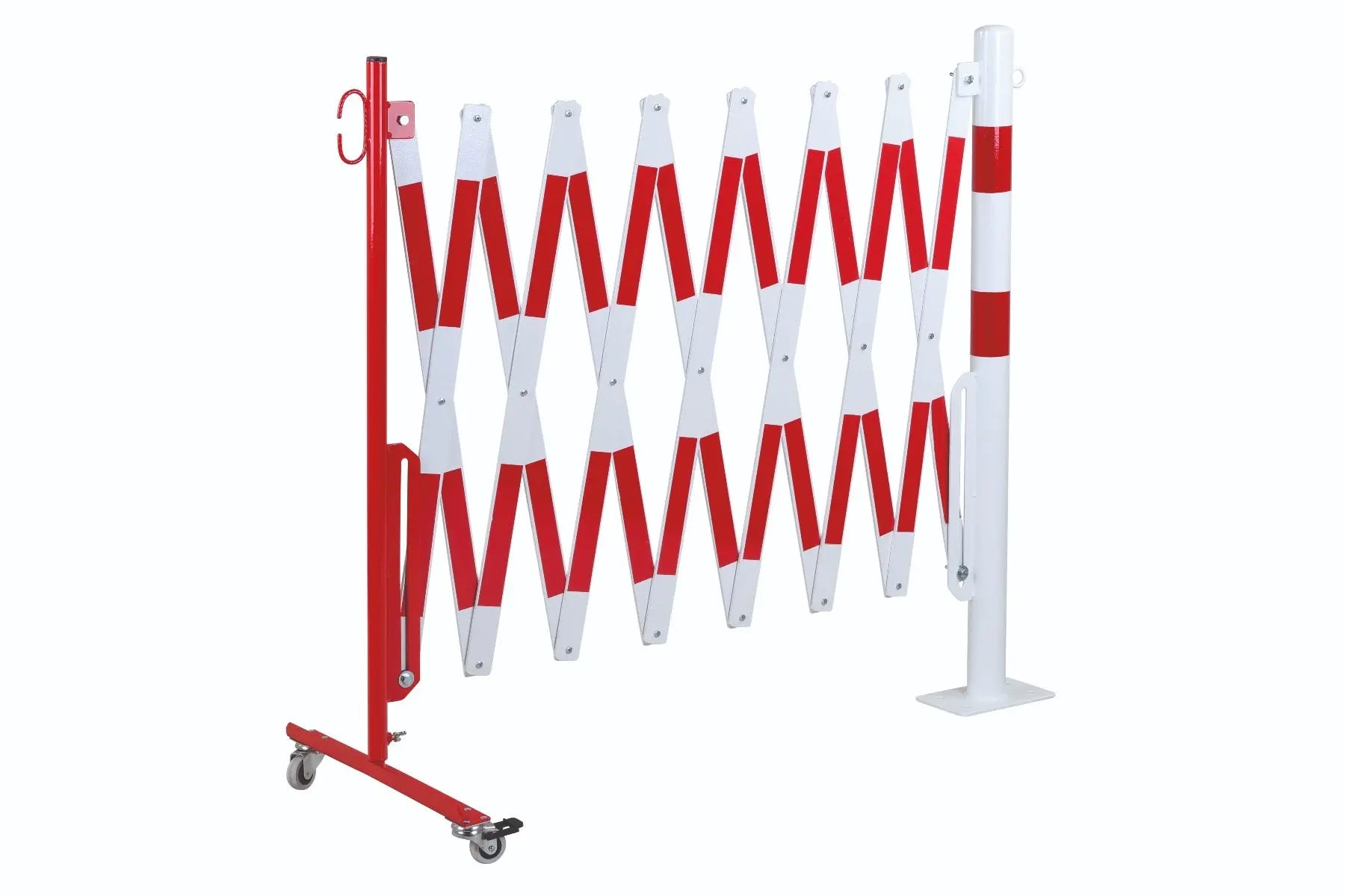 barrière extensible rouge-blanc 4m avec poteau Ø60mm - France Collectivités