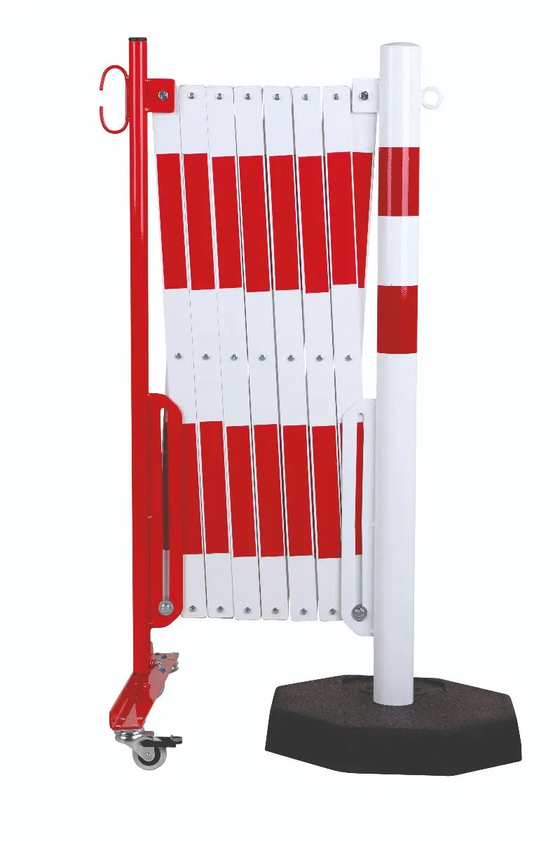 barrière extensible rouge-blanc 4,0m avec poteau Ø60mm - France Collectivités