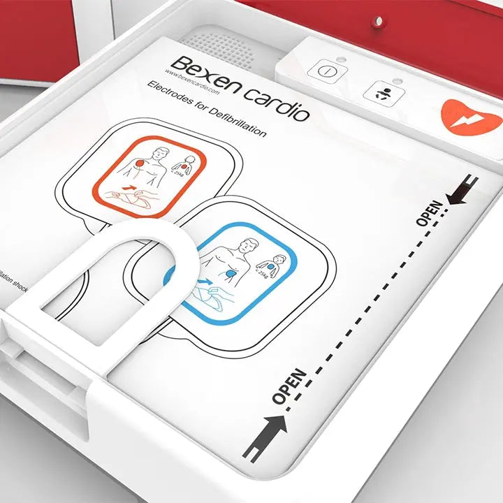 Paire d'électrodes pré-connectées du défibrillateur semi-automatique Reanibex 100, usage adulte et pédiatrique