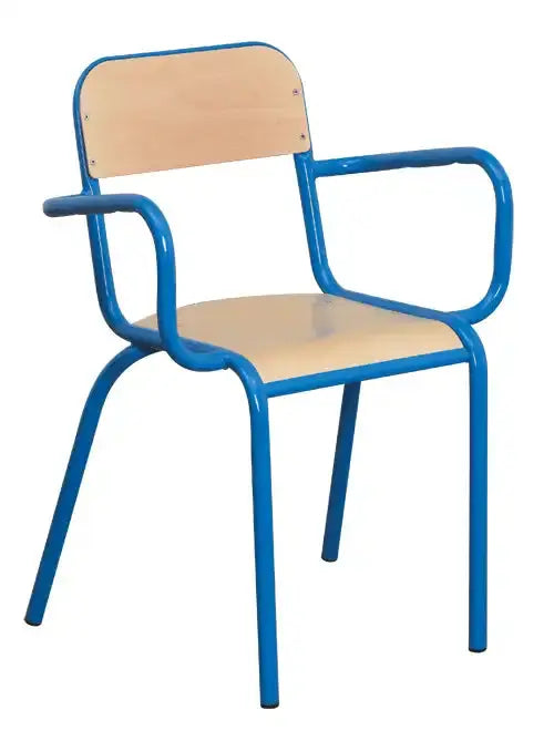 Fauteuil de professeur 85 avec accoudoirs, hêtre et tube acier – SDM Mobilier