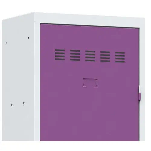 Détail de l'aménagement intérieur d'un vestiaire industrie propre 4 colonnes, gamme vestiaires d'atelier gris RAL 7035