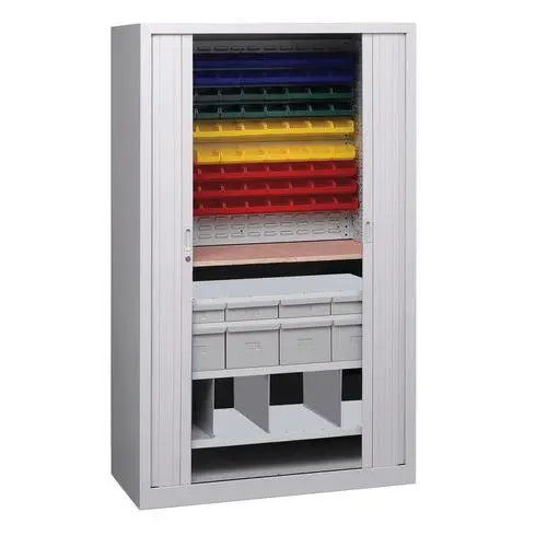 Armoire universelle à habillage à bacs, gris clair RAL 7035