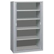 Armoire à rideaux universelle 4 tablettes, gris clair RAL 7035