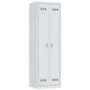Armoire vestiaire multiservices avec penderie, coloris tout gris clair RAL 7035, fermeture à clé
