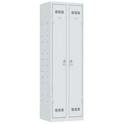 Armoire vestiaire multiservices 2 portes, coloris tout gris clair RAL 7035, fermeture à clé
