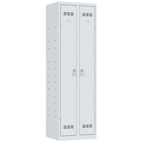 Armoire vestiaire multiservices 2 portes, coloris tout gris clair RAL 7035, fermeture à clé