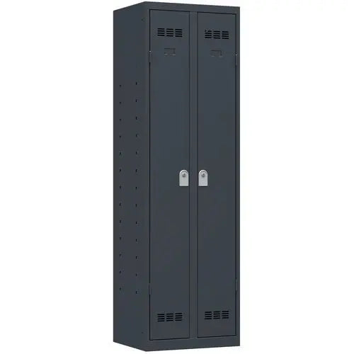 Armoire métallique tout rangement à 6 tablettes, coloris anthracite RAL 7016, serrure à 2 clés