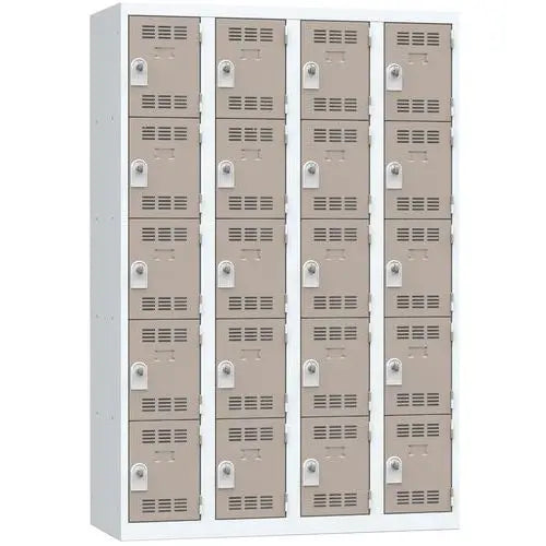 Vestiaire multicases Vinco 4 colonnes 1200 mm, 20 casiers portes taupe