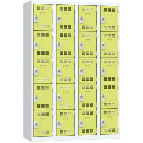 Consigne métallique 20 casiers individuels portes vert anis, 4 x 300 mm, à cadenas