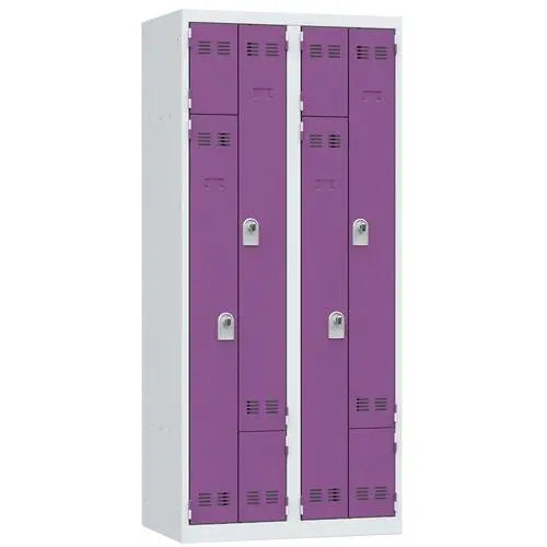 Vestiaire peu encombrant L 800 mm à portes en L coloris prune, modèle à cadenas