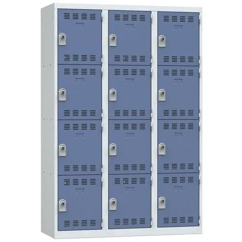 Casiers individuels en acier pour le personnel, 12 portes bleues, fermeture à cadenas