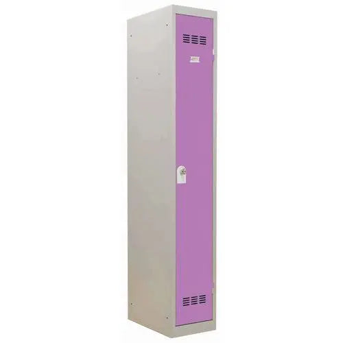 Vestiaire d'atelier étroit 300 mm, porte prune, moraillon porte-cadenas