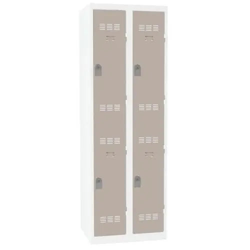 Consigne métallique 4 casiers individuels portes taupe, 2 x 300 mm, à clé