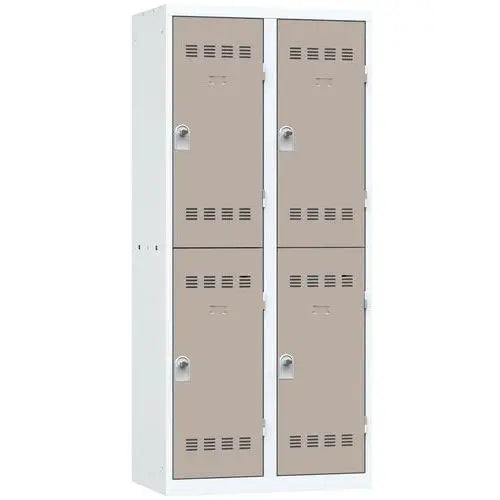 Casiers individuels en acier pour le personnel, 4 portes taupe, fermeture à cadenas